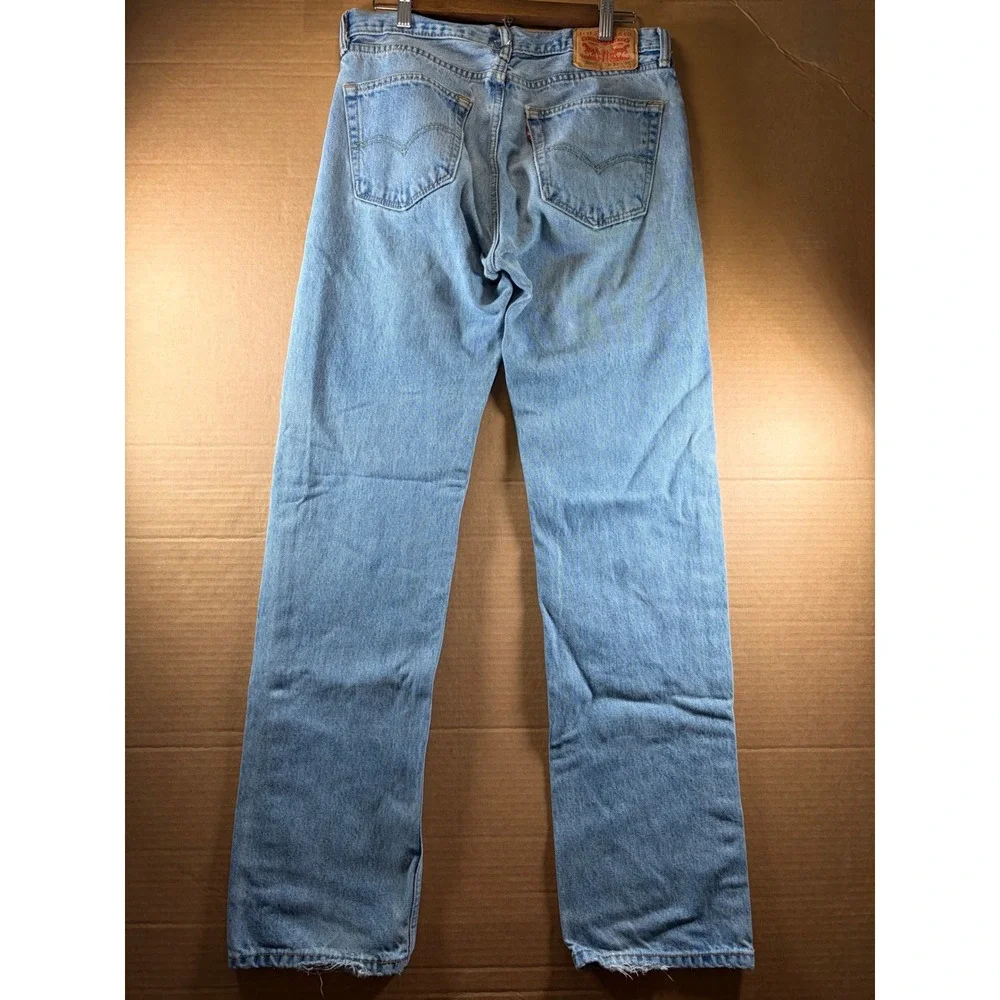 Levi's 505 Regular Fit Jeans Mens 31x31 Light Wash Blue Straight Leg Denim Cott